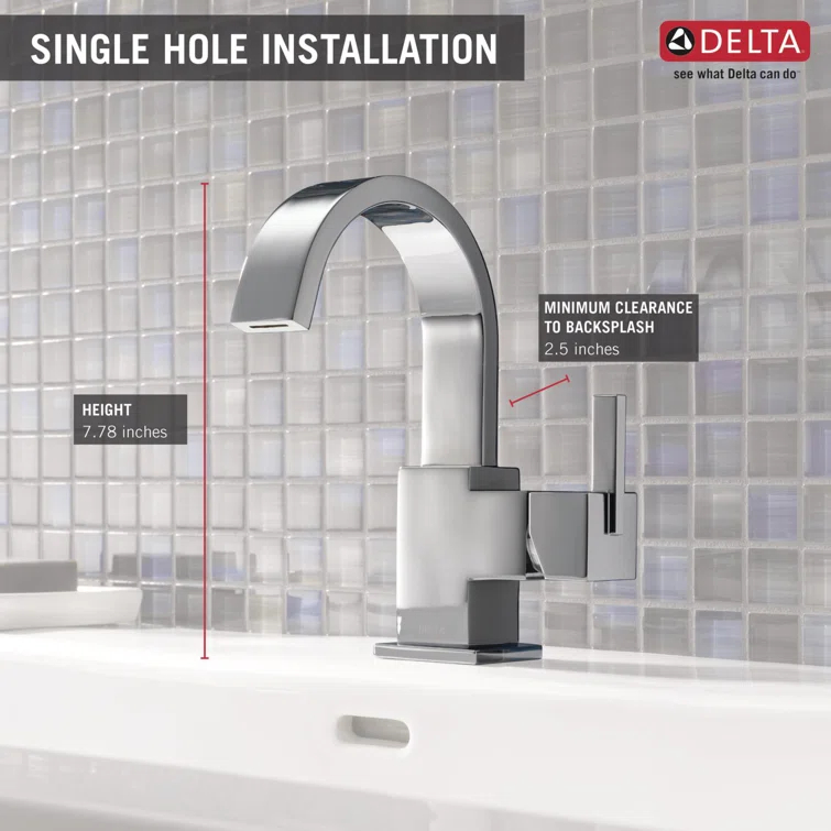 Vero Single Hole Bathroom Faucet with Drain Assembly, Single Handle Bathroom Sink Faucet