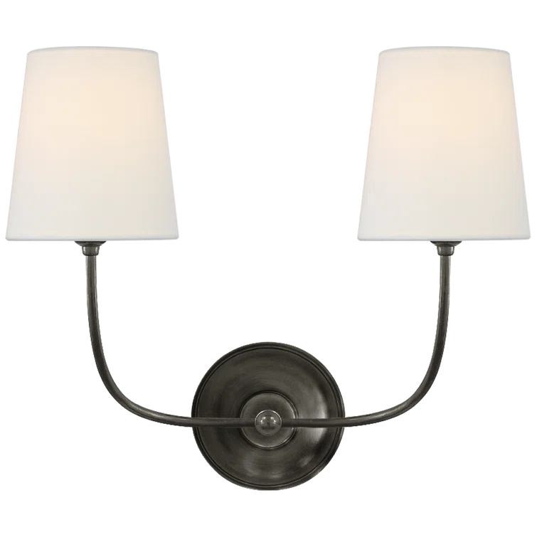 Vendome Bronze 2-Light Fabric Shade Sconce