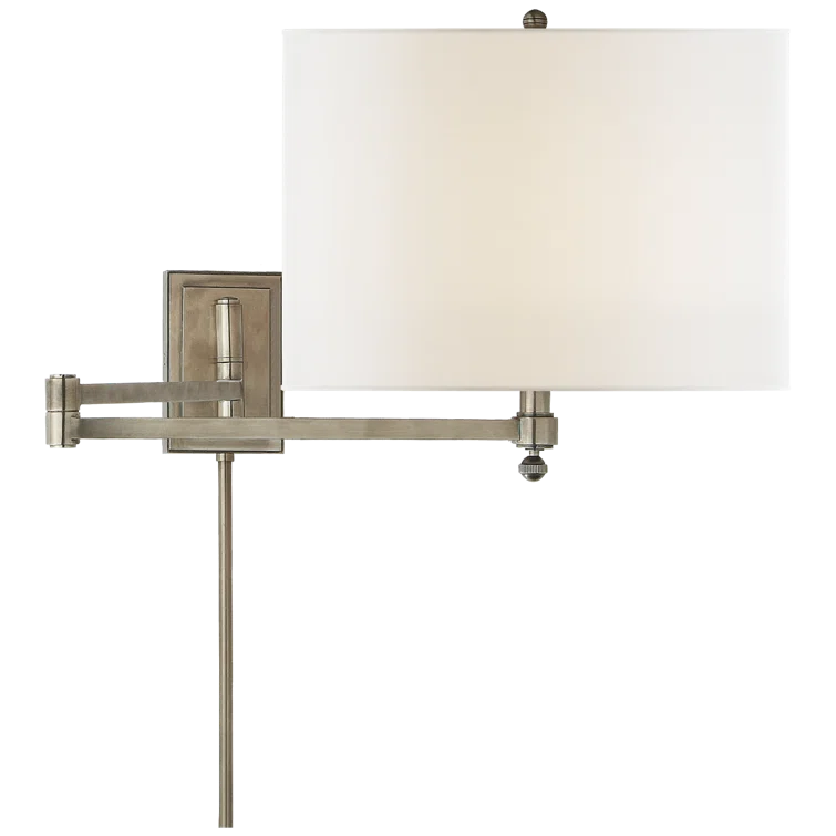 Hudson 11" Antique Nickel Swing Arm Wall Sconce with Paper Shade