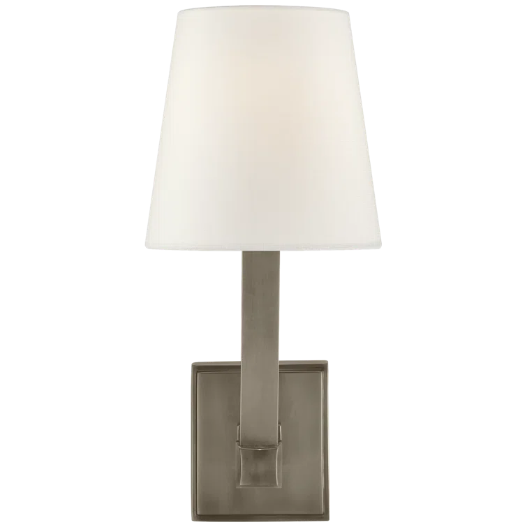 Hand-Rubbed Antique Brass and Fabric Wall Sconce