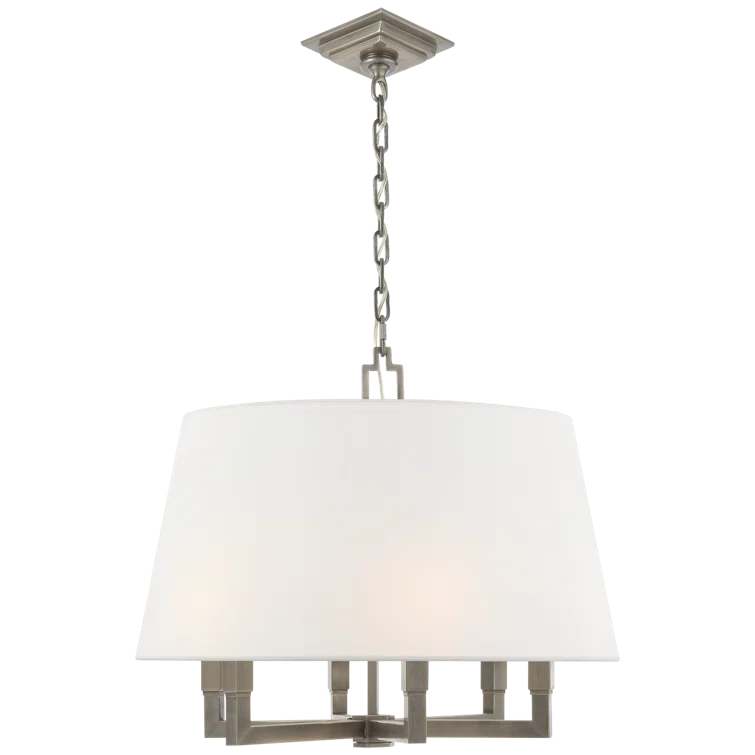 Hand-Rubbed Antique Brass and White Drum Chandelier