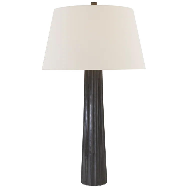 Edison 32" Outdoor Aged Iron Table Lamp with Fabric Shade