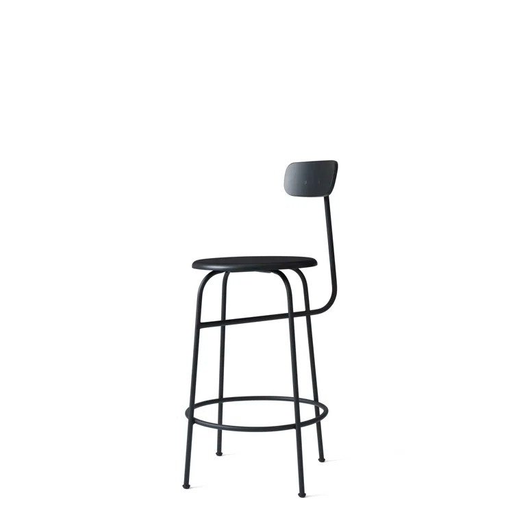 Afteroom Minimalist Black MDF & Powder-Coated Steel Counter Stool