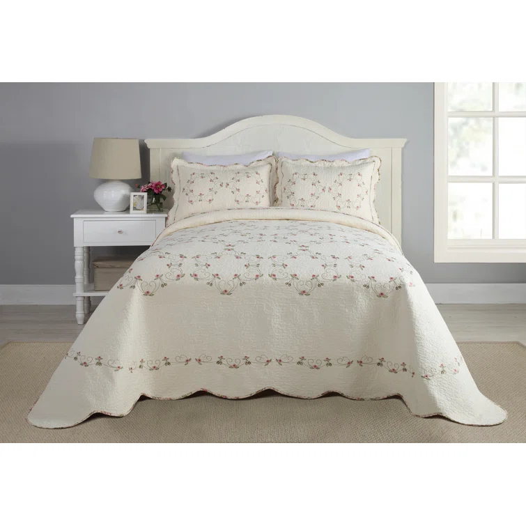 Felisa Embroidered Single Bedspread/Coverlet