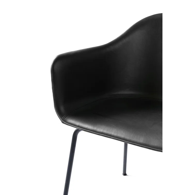 Dakar Black Genuine Leather & Metal High Back Arm Chair
