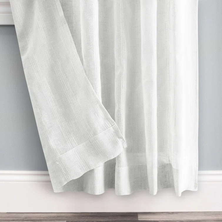 Textured Stripe Natural Curtain Panel Pair