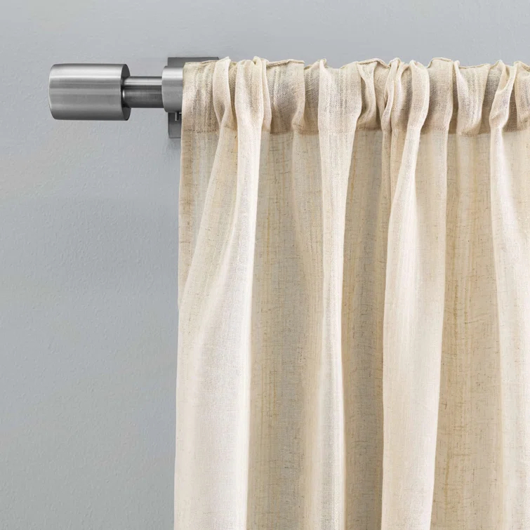 Textured Stripe Natural Curtain Panel Pair