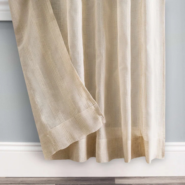 Textured Stripe Natural Curtain Panel Pair