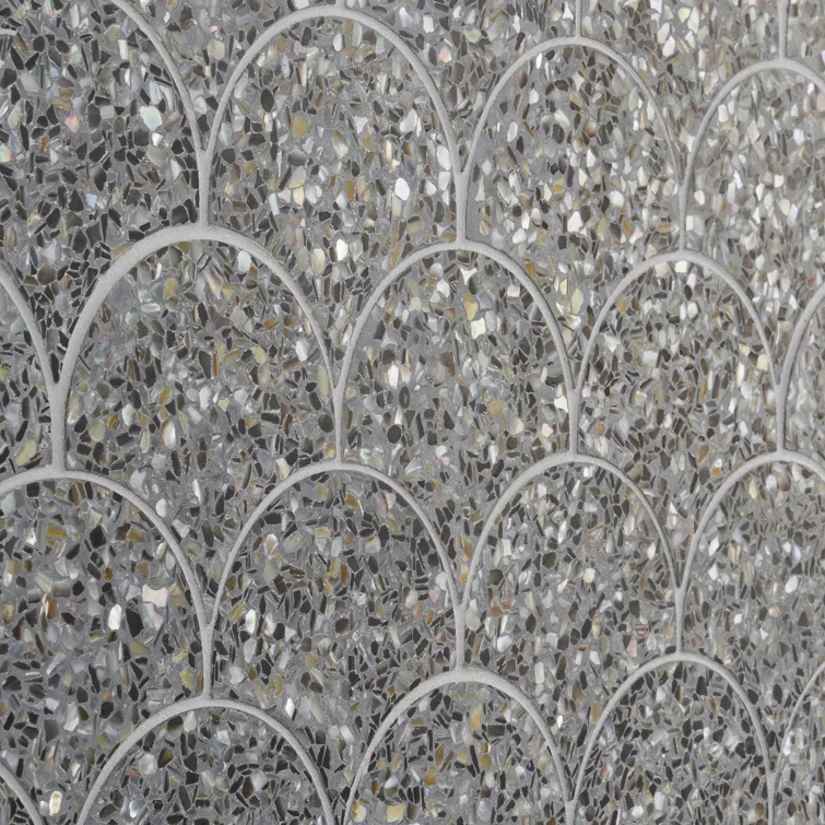 Shoal 5" Fishscale Terrazzo and Pearl Wall & Floor Mosaic Tile (0.74 Sq. Ft. / Sheet)