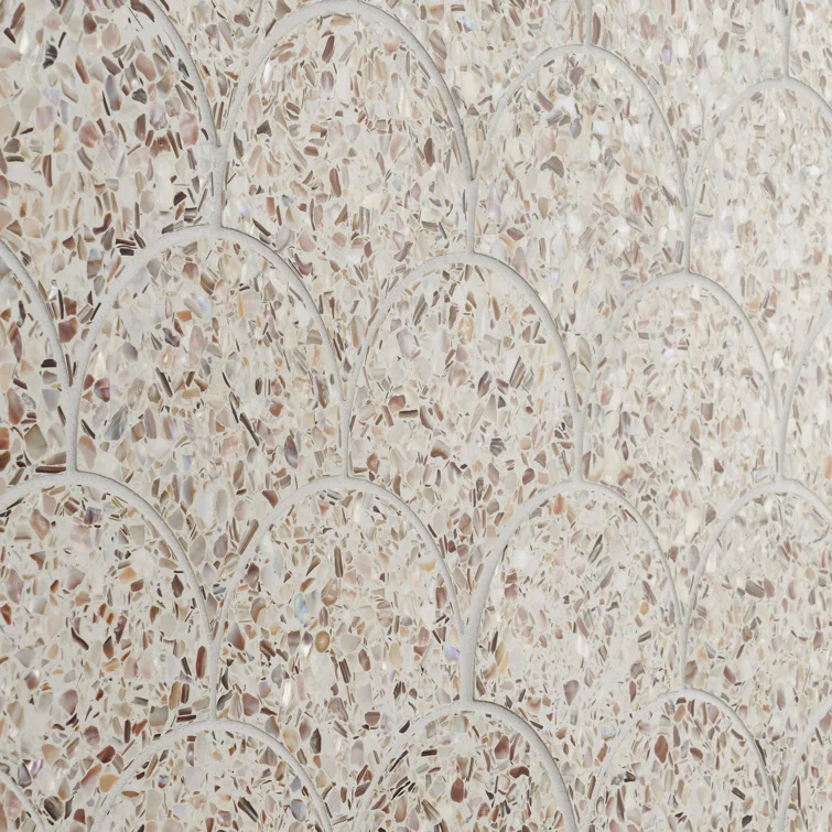Shoal 5" Fishscale Terrazzo and Pearl Wall & Floor Mosaic Tile (0.74 Sq. Ft. / Sheet)