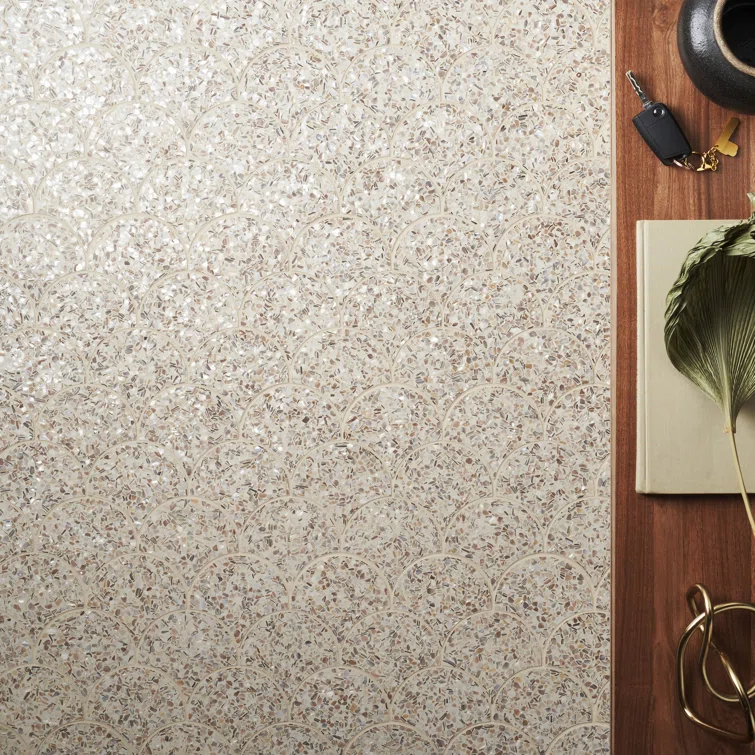 Shoal 5" Fishscale Terrazzo and Pearl Wall & Floor Mosaic Tile (0.74 Sq. Ft. / Sheet)