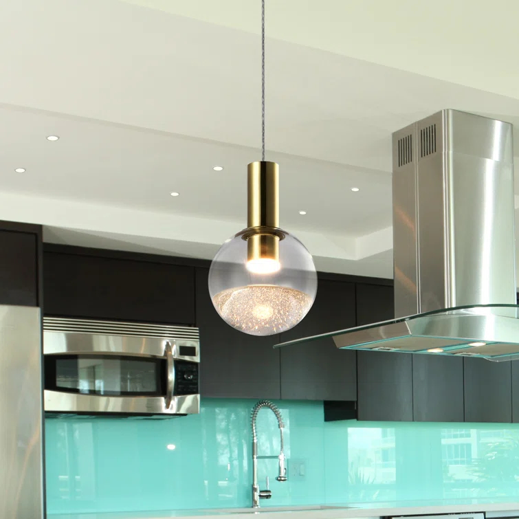 VONN Lighting Sienna 5-in Integrated LED Height Adjustable ETL Certified Pendant Light with Globe Shade