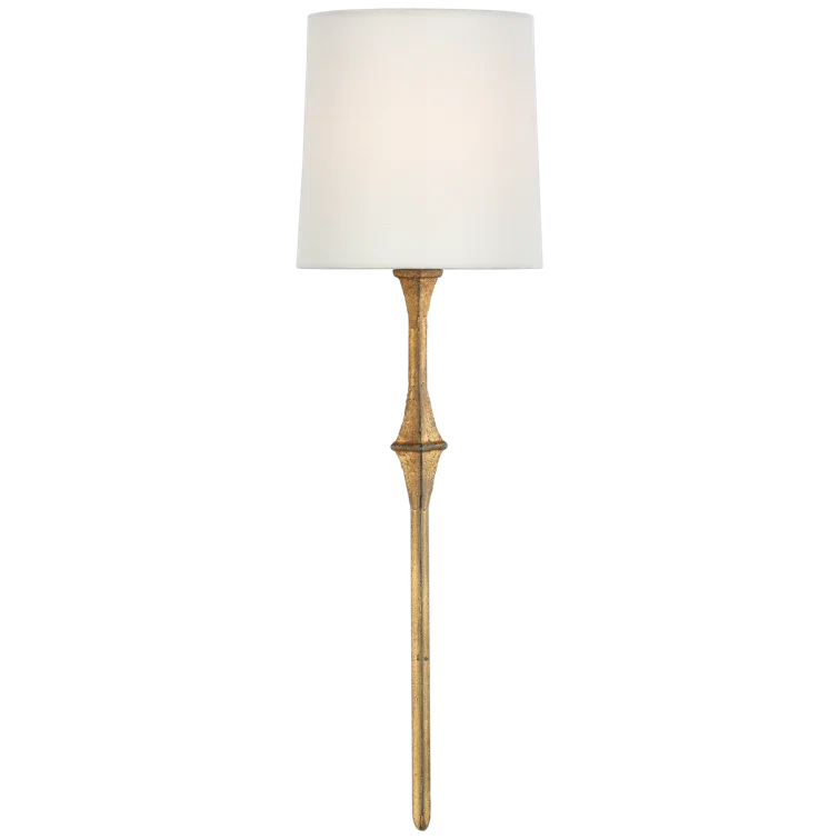 Gilded Iron and Fabric 19" Wall Sconce