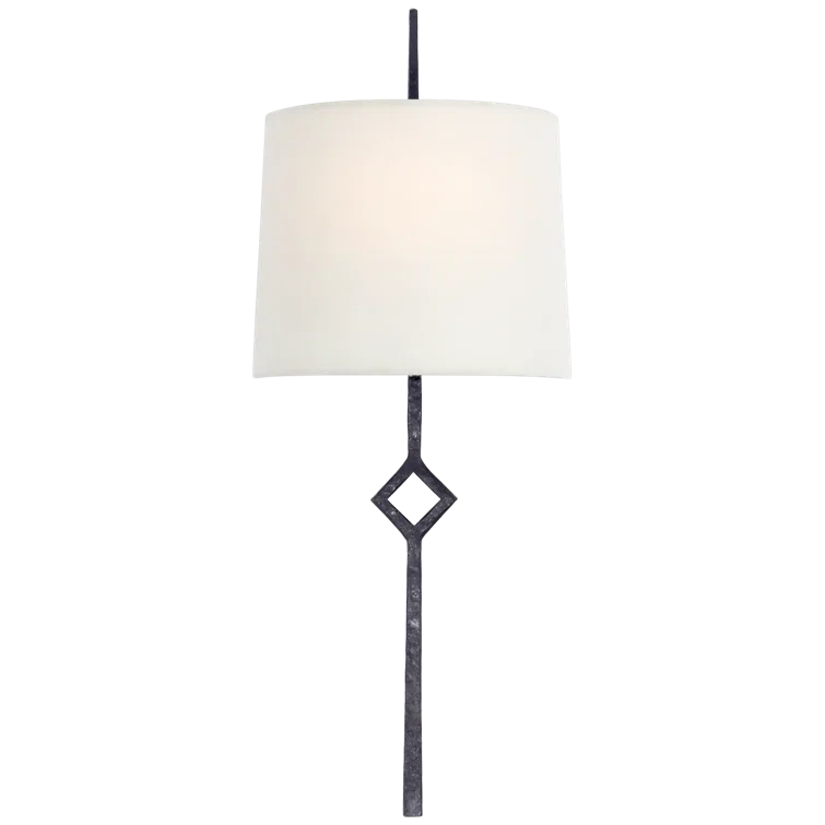 Cranston Aged Iron Dimmable Wall Sconce with Paper Shade