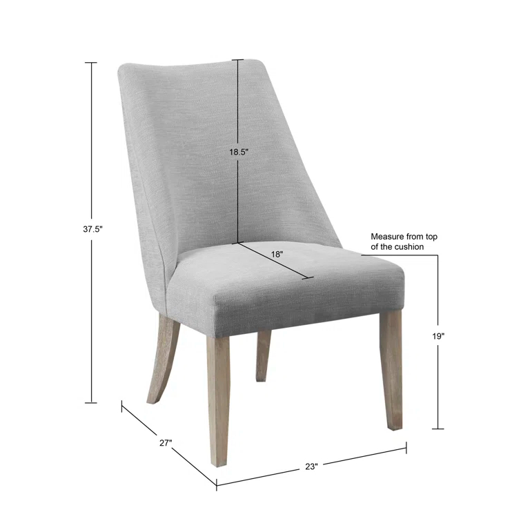 Martha Stewart Winfield Upholstered Dining Chairs – Curved Back, Distressed Wood Legs, Farmhouse Style