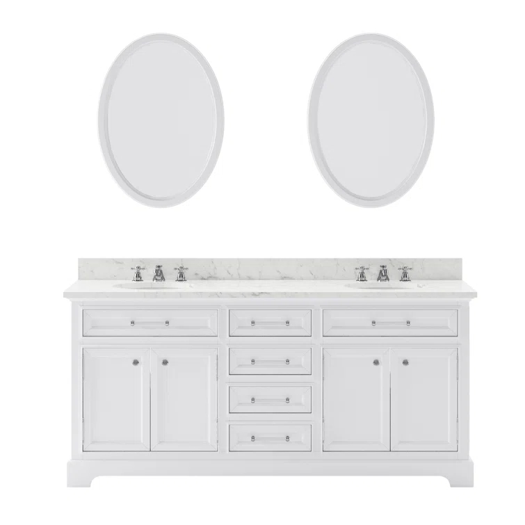 Water Creation Derby 60" Wood Double Bathroom Vanity in Pure White & Chrome