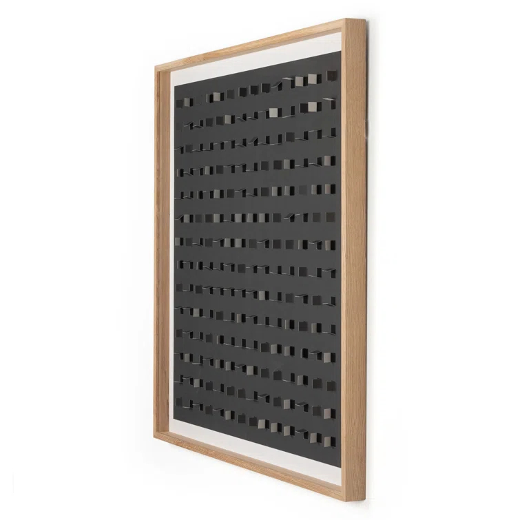Abstract Black and White Oak Framed Canvas Print