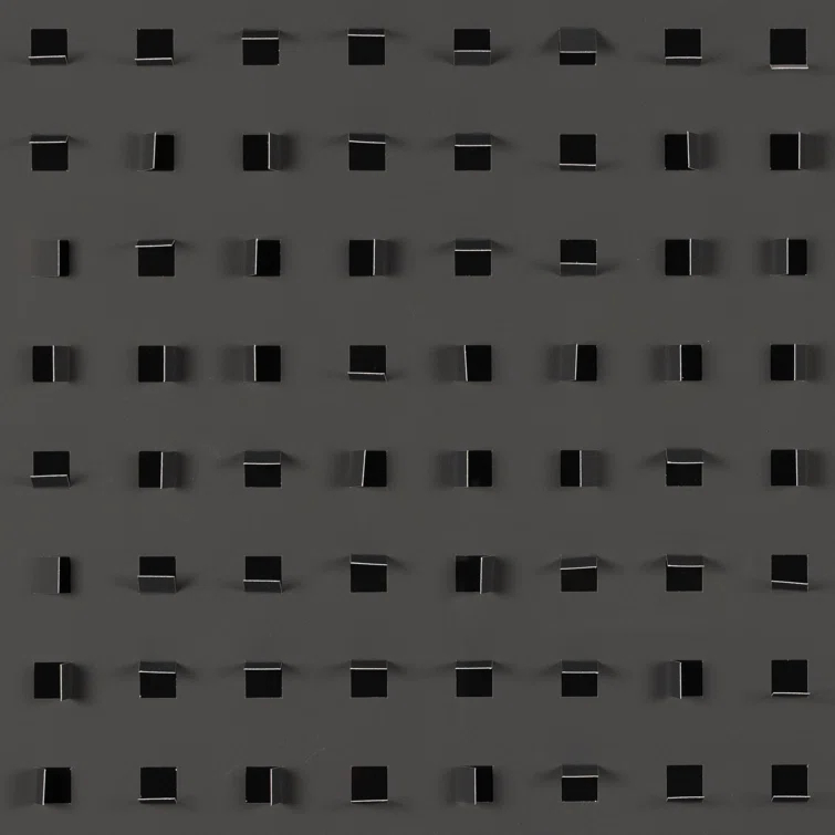 Abstract Black and White Oak Framed Canvas Print