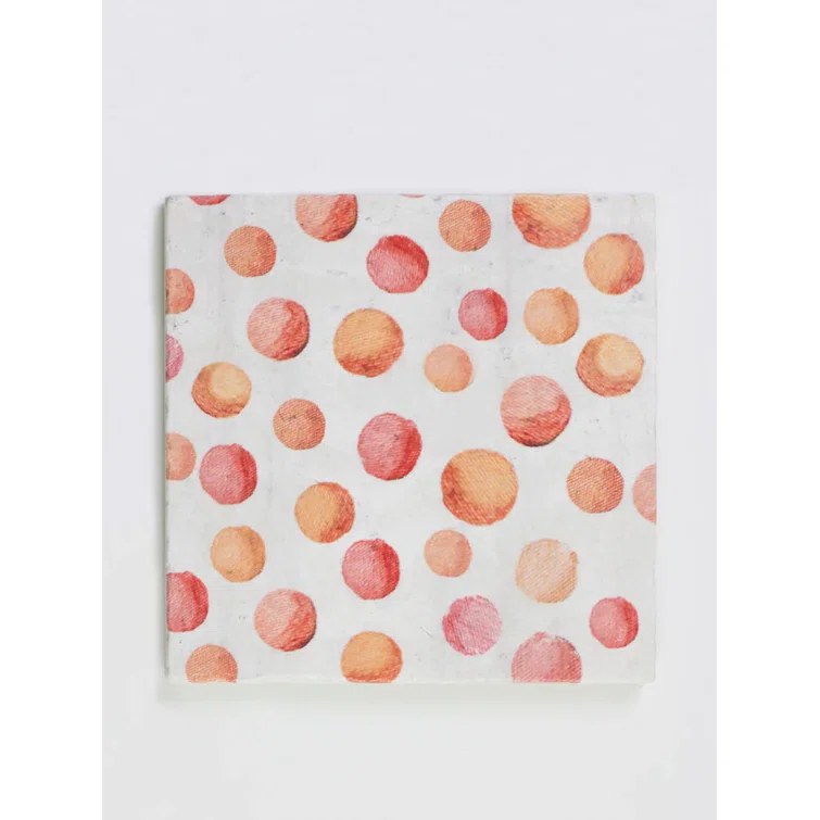 White Marble Trivet with Orange and Red Circles