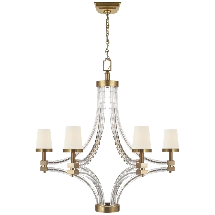Antique Brass and Crystal 6-Light Candle Chandelier
