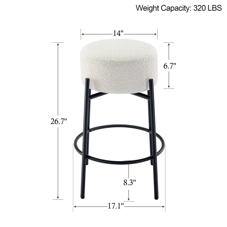 Swivel 26.7'' Boucle Counter Stool