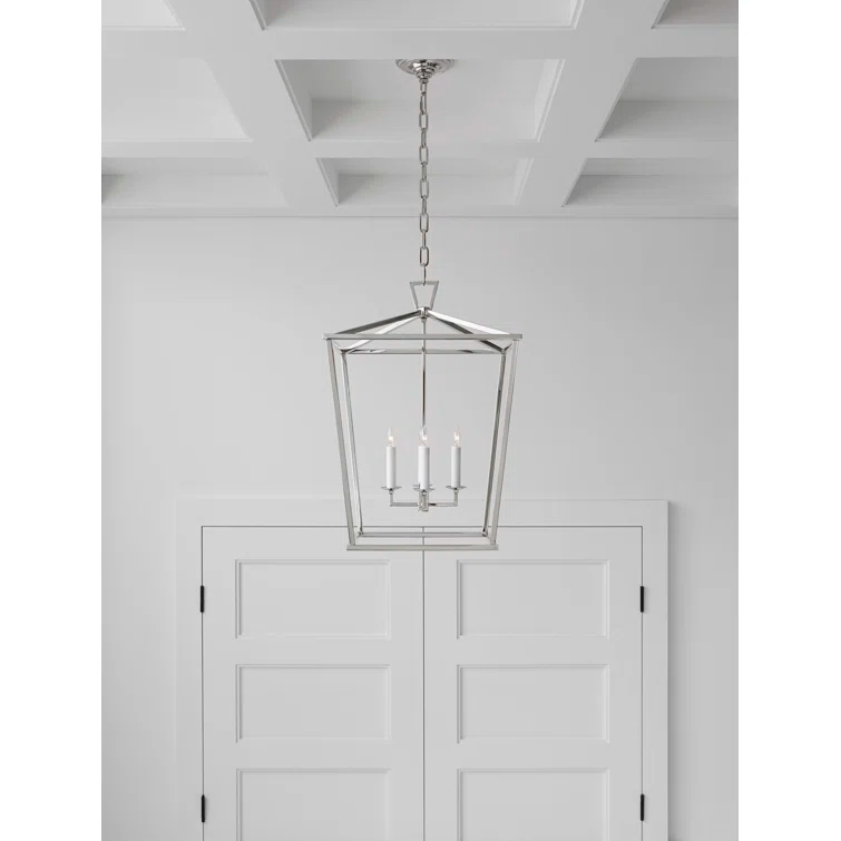 Darlana Medium Polished Nickel 4-Light Iron Lantern Chandelier