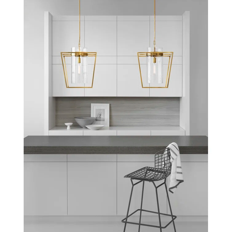 Presidio Elegance 23" Polished Nickel & Glass Indoor/Outdoor Pendant