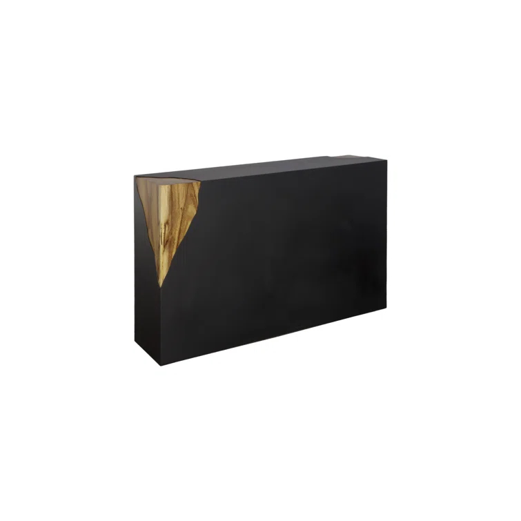 Cornered 48" Black Iron Console Table with Natural Wood Accent