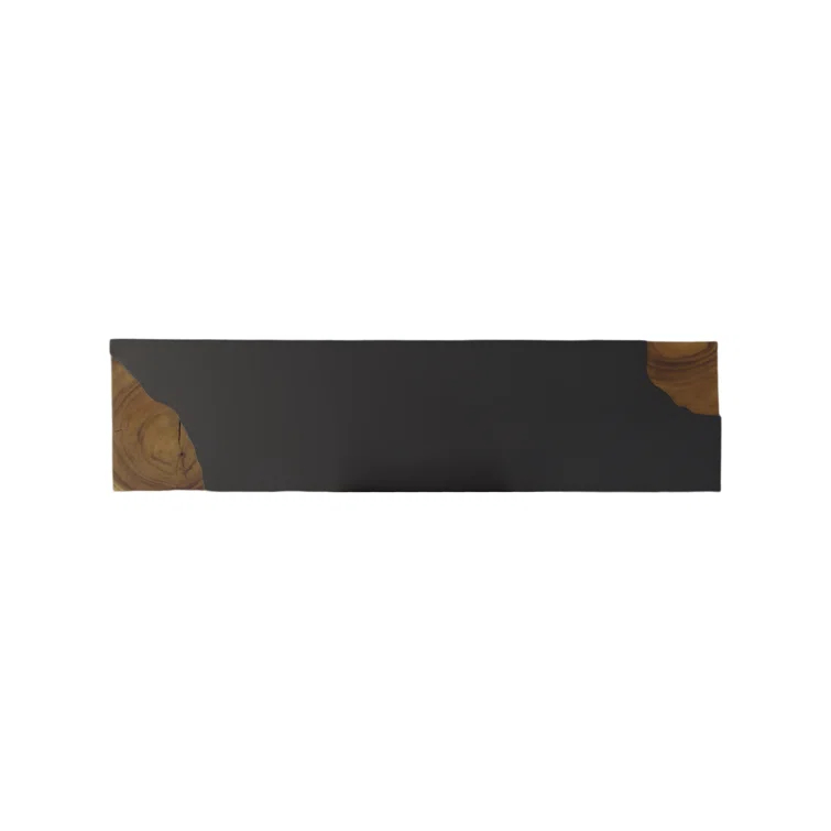 Cornered 48" Black Iron Console Table with Natural Wood Accent