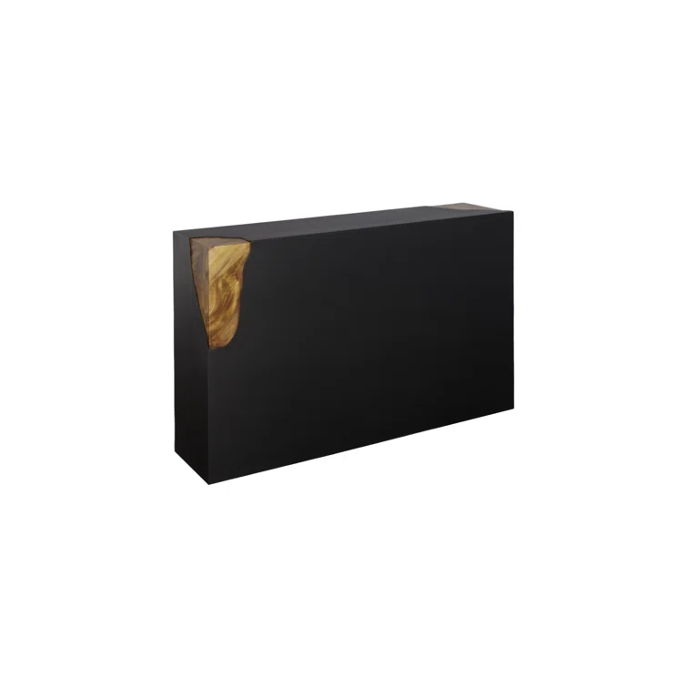 Cornered 48" Black Iron Console Table with Natural Wood Accent