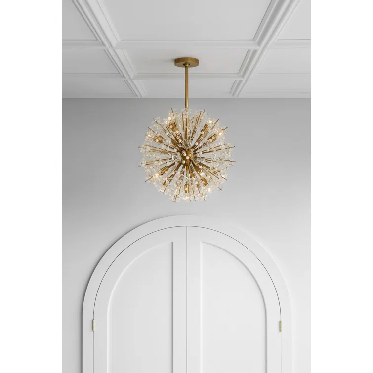 Dickinson Medium Brass and Crystal 17-Light Chandelier