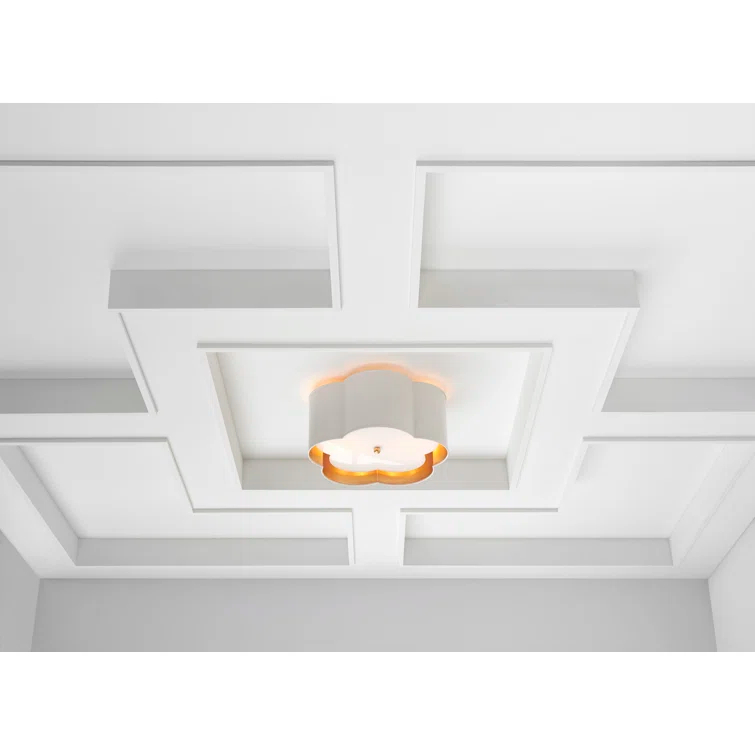 Bryce White and Gold Glass Flush Mount Ceiling Light