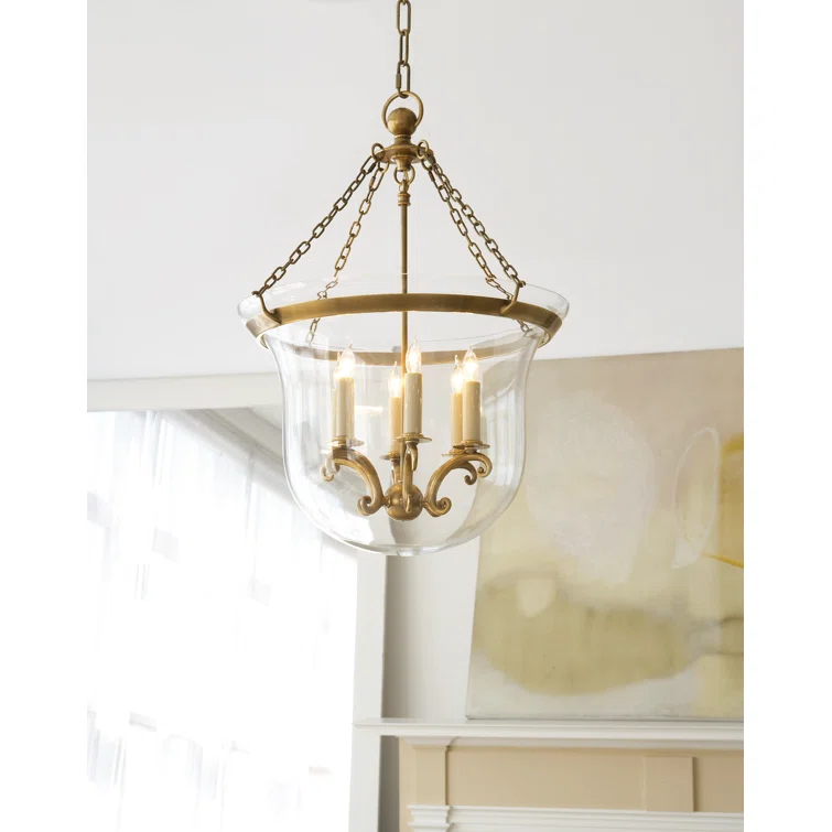 Bronze 6-Light Glass Bell Jar Chandelier