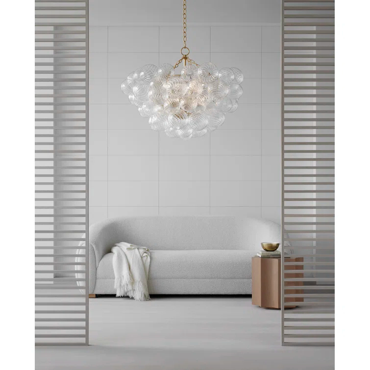 Talia White Swirled Glass 8-Light Candle Chandelier