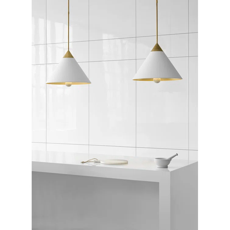 Antique-Burnished Brass 24" White Marble Pendant Light