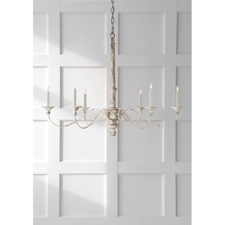Elegant Belgian White 6-Light Crystal Candle Chandelier