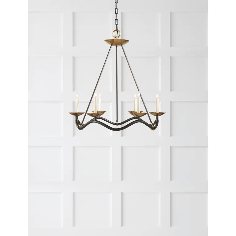 Goralnick Nickel Crystal 6-Light Candle Chandelier, 30"x28"