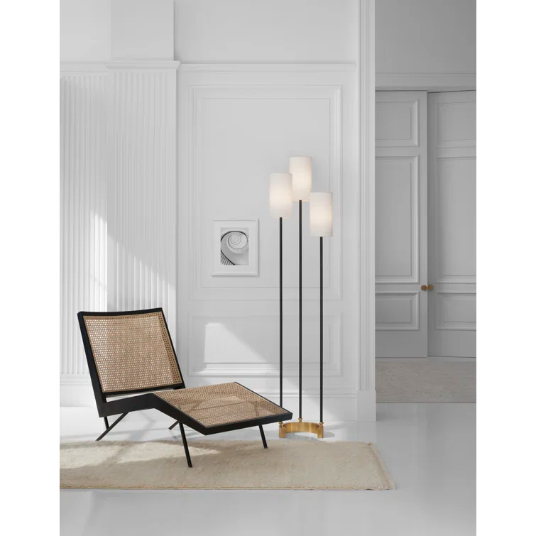 Edison Adjustable 67'' Polished Nickel Floor Lamp with Linen Shade