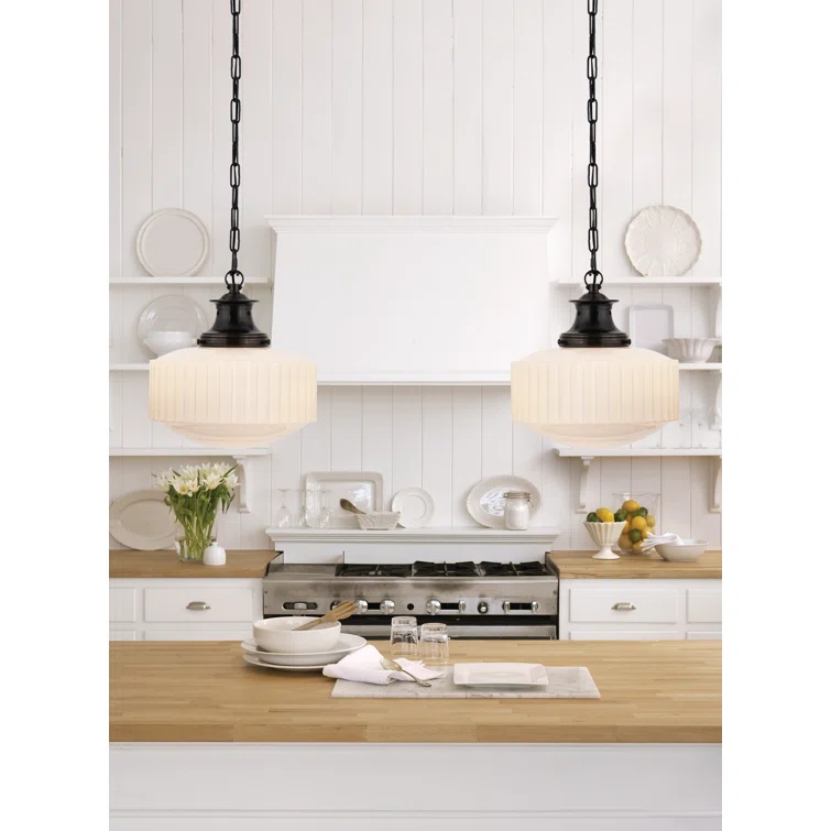 Hand-Rubbed Antique Brass and Ribbed Glass Flush Mount Light