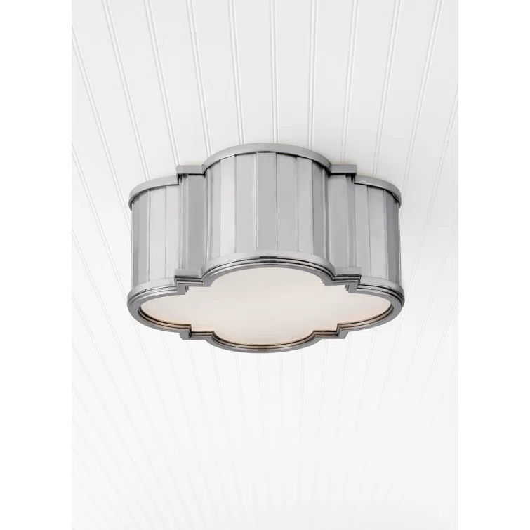Elegant Tilden Polished Nickel & White Glass Ceiling Mount