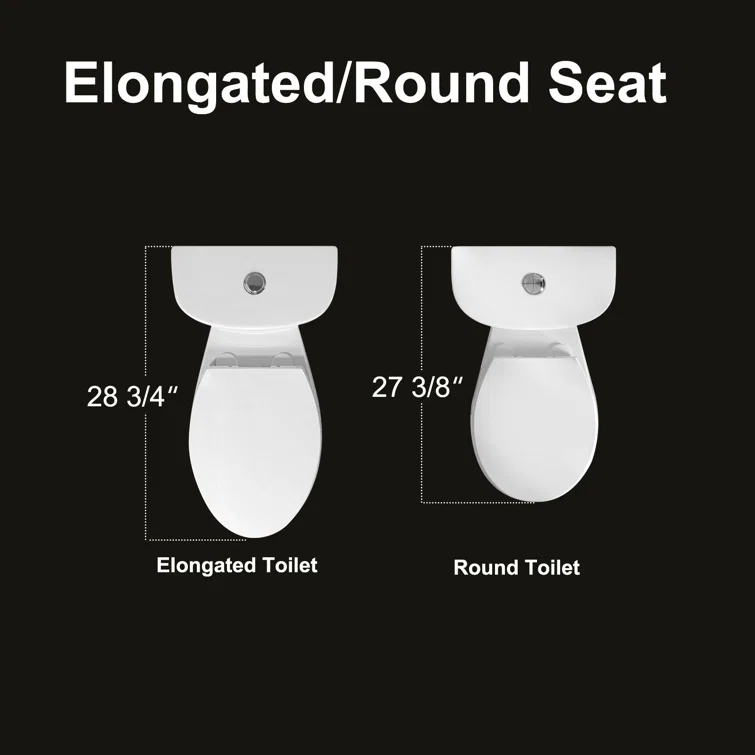 HOROW 1.28 Gallons GPF Round Chair Height Floor Mounted Two-Piece Toilet (Seat Included)