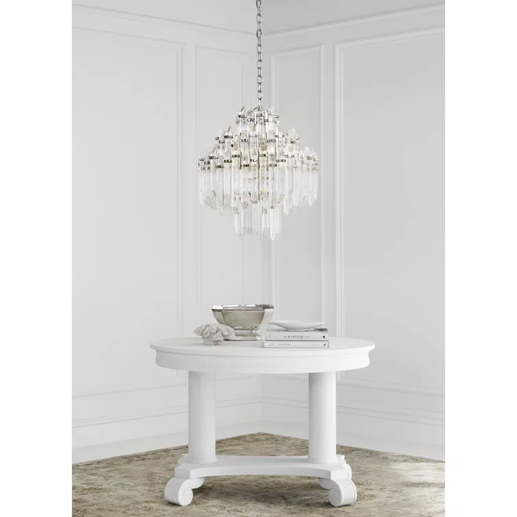 Polished Nickel Crystal Mini Chandelier with Candle Lights