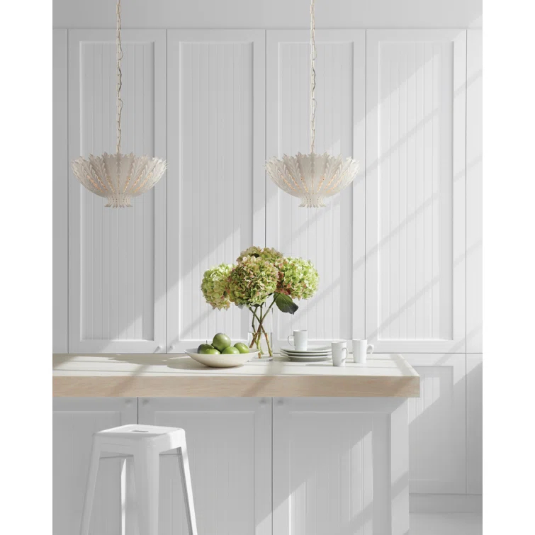 Elegant Hampton 19.5" White Crystal Candle Pendant Light