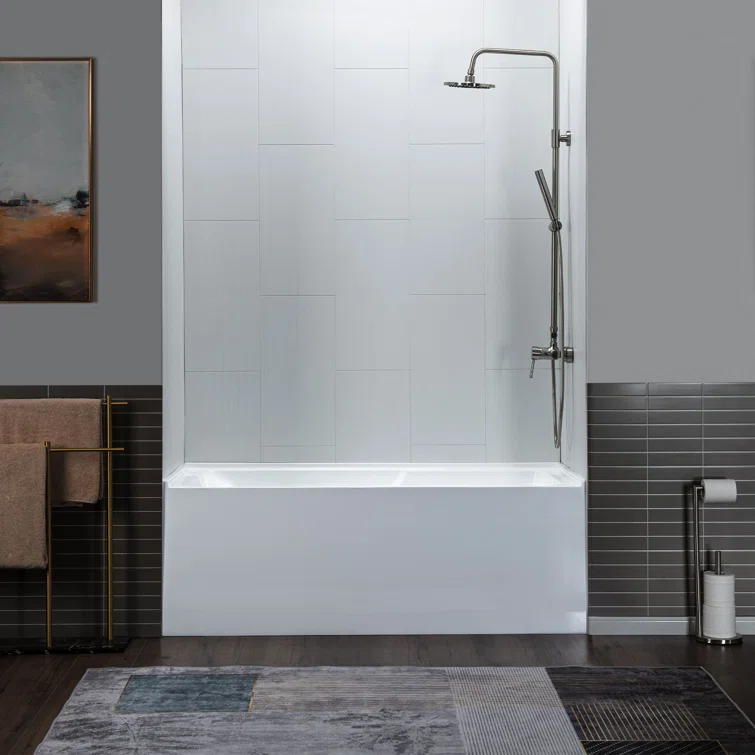 Flint 60'' x 30'' Alcove / Tile In Soaking Acrylic Bathtub