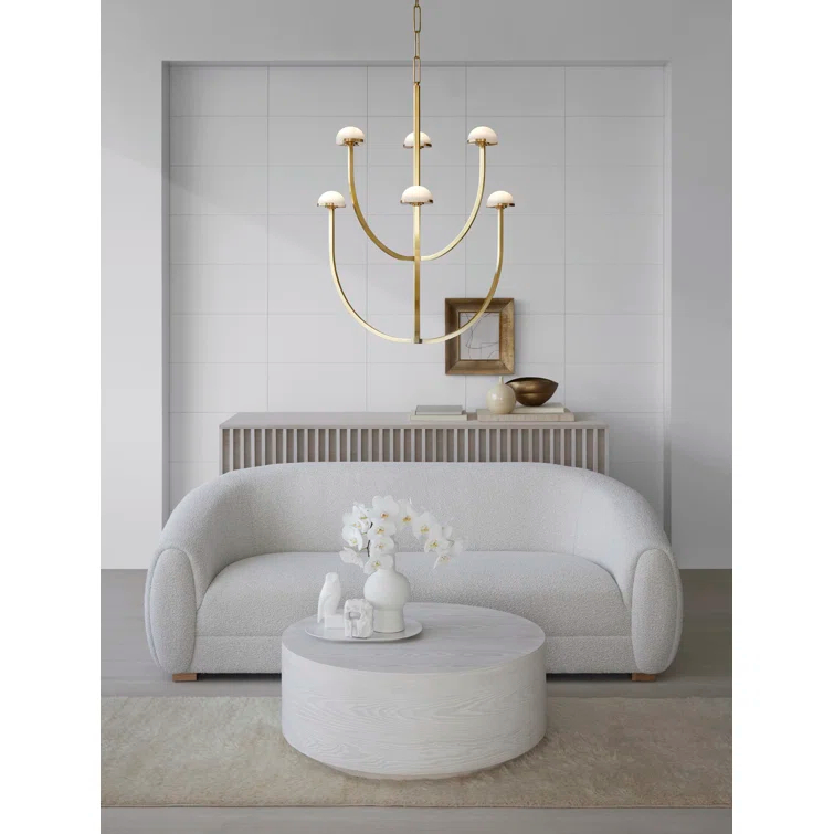 Pedra Antique Brass and Alabaster 6-Light LED Chandelier