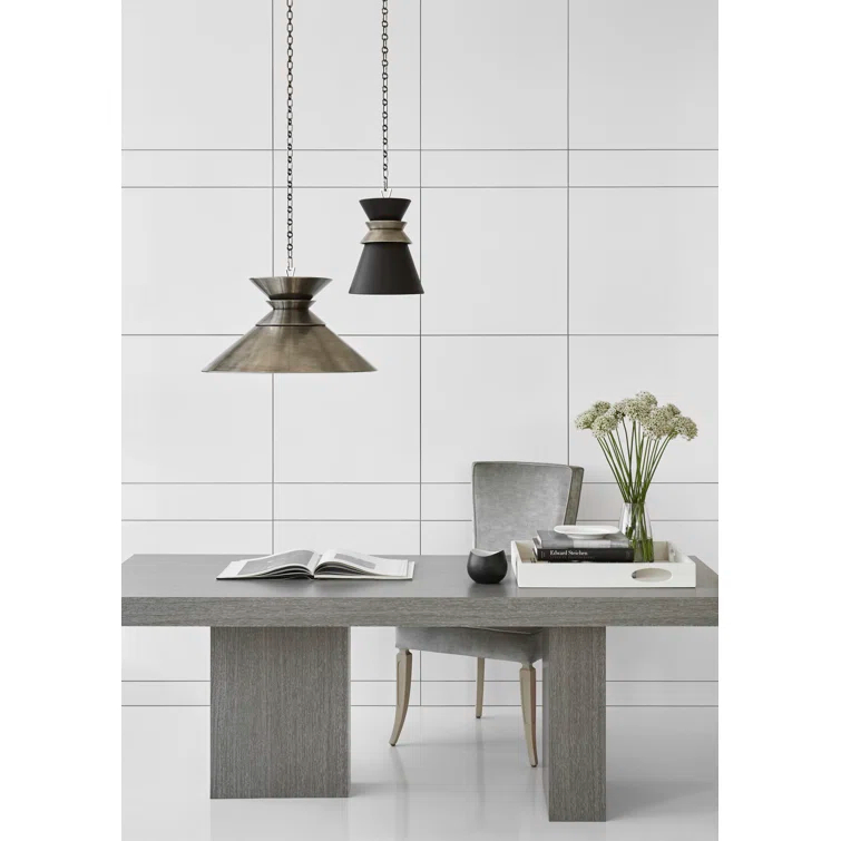 Alborg Antique Brass and Matte White Pendant Light