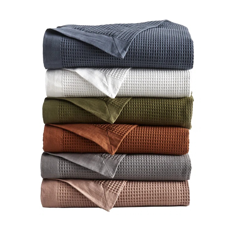 100% Cotton Lightweight Waffle Weave Summer Blanket
