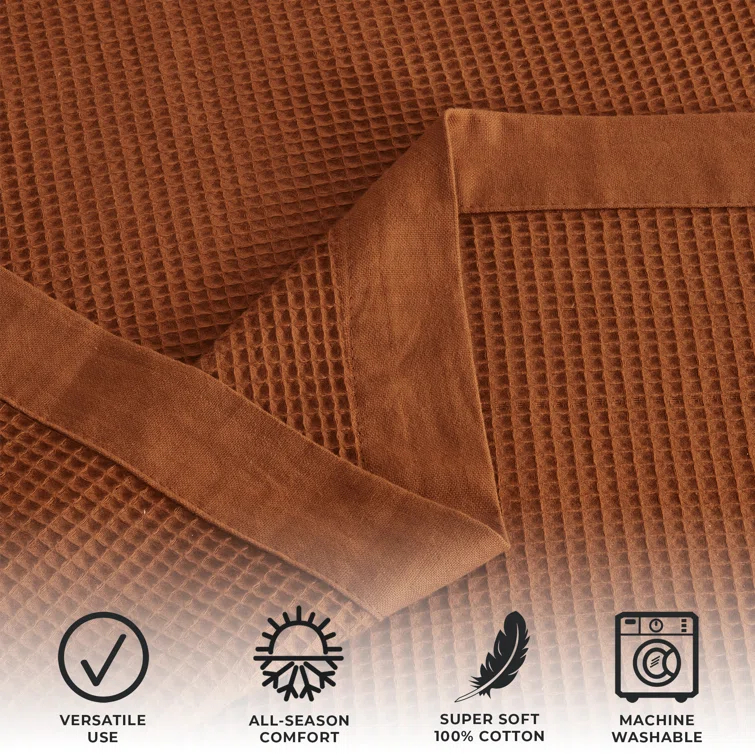 100% Cotton Lightweight Waffle Weave Summer Blanket