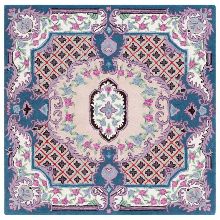Lark Manor™ Luxembourg Floral Handmade Tufted Wool Pink/Ivory Area Rug
