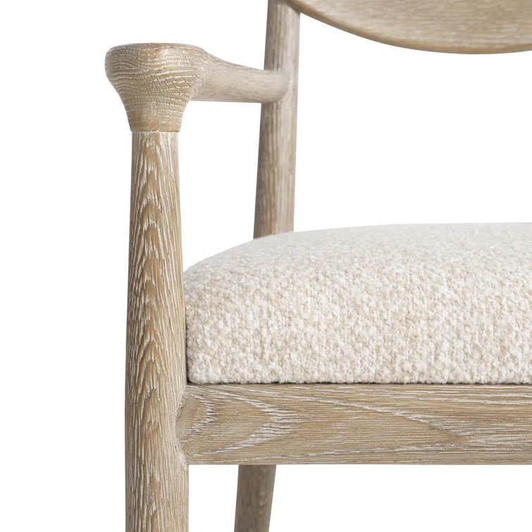 Marcona Finish Handcrafted Wood Arm Chair with Upholstered Seat